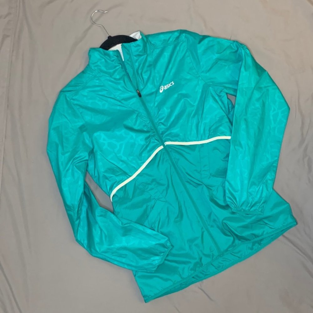 ASICS Athletic Running Jacket "STORM SHELTER" Aqua Blue